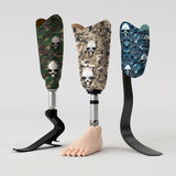 Motif créatif <span data-wg-notranslate>Skull Camouflage Desert</span> réalisé par nos soins spécialement pour customiser et sublimer votre prothèse tibiale, prothèse fémorale, prothèse bras, manchon, ou votre orthèse, corset, corset siège, cruro-pédieuse, releveur, prepreg.