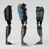 Motif créatif <span data-wg-notranslate>Stitching Denim</span> réalisé par nos soins spécialement pour customiser et sublimer votre prothèse tibiale, prothèse fémorale, prothèse bras, manchon, ou votre orthèse, corset, corset siège, cruro-pédieuse, releveur, prepreg.