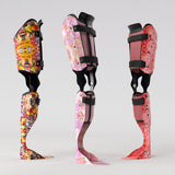 Motif créatif <span data-wg-notranslate>Sun Fruits</span> réalisé par nos soins spécialement pour customiser et sublimer votre prothèse tibiale, prothèse fémorale, prothèse bras, manchon, ou votre orthèse, corset, corset siège, cruro-pédieuse, releveur, prepreg.