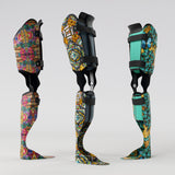 Motif créatif <span data-wg-notranslate>Vitraux</span> réalisé par nos soins spécialement pour customiser et sublimer votre prothèse tibiale, prothèse fémorale, prothèse bras, manchon, ou votre orthèse, corset, corset siège, cruro-pédieuse, releveur, prepreg.