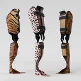 Motif créatif <span data-wg-notranslate>Tiger</span> réalisé par nos soins spécialement pour customiser et sublimer votre prothèse tibiale, prothèse fémorale, prothèse bras, manchon, ou votre orthèse, corset, corset siège, cruro-pédieuse, releveur, prepreg.