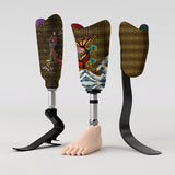 Motif <span data-wg-notranslate>Carpe Koi</span> placé, adaptable aux dimensions exactes de votre prothèse tibiale, prothèse fémorale, prothèse bras et manchon, ou votre orthèse, corset, corset siège, cruro-pédieuse, releveur, prepreg.