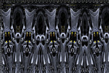 Motif <span data-wg-notranslate>Dark Bot</span> placé, adaptable aux dimensions exactes de votre prothèse tibiale, prothèse fémorale, prothèse bras et manchon, ou votre orthèse, corset, corset siège, cruro-pédieuse, releveur, prepreg.