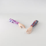 Motif <span data-wg-notranslate>Blue Bot</span> placé, adaptable aux dimensions exactes de votre prothèse tibiale, prothèse fémorale, prothèse bras et manchon, ou votre orthèse, corset, corset siège, cruro-pédieuse, releveur, prepreg.