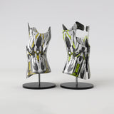 Motif <span data-wg-notranslate>Asteroik Yellow</span> placé, adaptable aux dimensions exactes de votre prothèse tibiale, prothèse fémorale, prothèse bras et manchon, ou votre orthèse, corset, corset siège, cruro-pédieuse, releveur, prepreg.