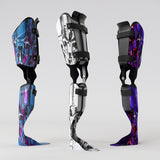 Motif <span data-wg-notranslate>Cyber Elfik White</span> placé, adaptable aux dimensions exactes de votre prothèse tibiale, prothèse fémorale, prothèse bras et manchon, ou votre orthèse, corset, corset siège, cruro-pédieuse, releveur, prepreg.