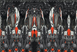Motif <span data-wg-notranslate>Spacemoto Red</span> placé, adaptable aux dimensions exactes de votre prothèse tibiale, prothèse fémorale, prothèse bras et manchon, ou votre orthèse, corset, corset siège, cruro-pédieuse, releveur, prepreg.