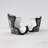 Motif <span data-wg-notranslate>Spacemoto Orange</span> placé, adaptable aux dimensions exactes de votre prothèse tibiale, prothèse fémorale, prothèse bras et manchon, ou votre orthèse, corset, corset siège, cruro-pédieuse, releveur, prepreg.