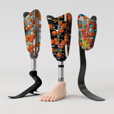 Motif créatif <span data-wg-notranslate>Music Ball</span> réalisé par nos soins spécialement pour customiser et sublimer votre prothèse tibiale, prothèse fémorale, prothèse bras, manchon, ou votre orthèse, corset, corset siège, cruro-pédieuse, releveur, prepreg.