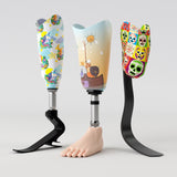 Motif <span data-wg-notranslate>Multi Colored Skull</span> réalisé spécialement pour votre enfant, adapté à la taille de sa prothèse ou son orthèse pédiatrique.